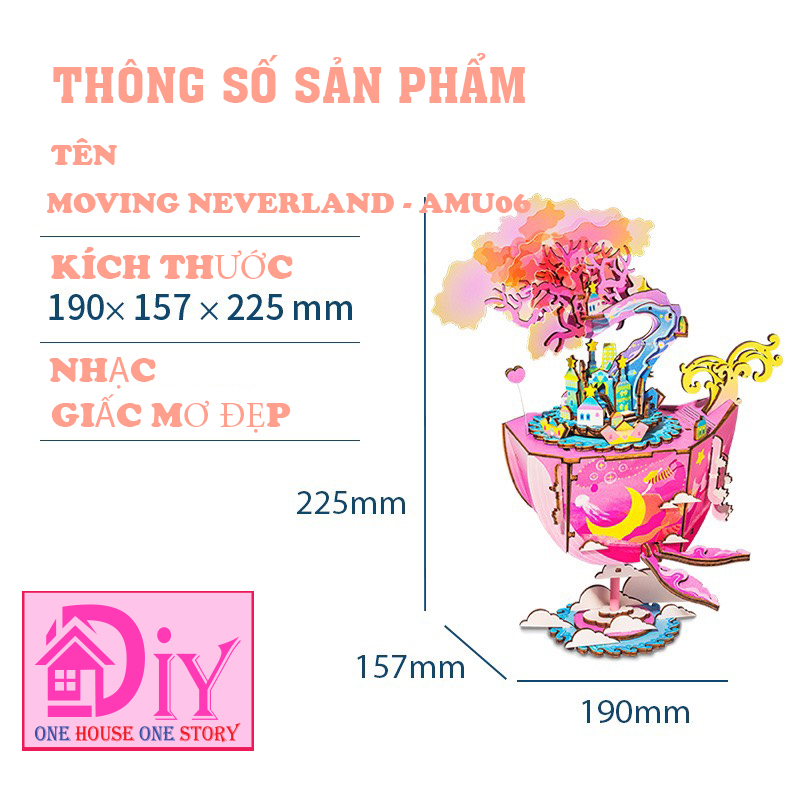 Mô hình tự lắp ráp bằng gỗ 3D Dollhouse Hộp âm nhạc bằng gỗ - AMU06 - Quà tặng sinh nhật giáng sinh tự làm bằng gỗ