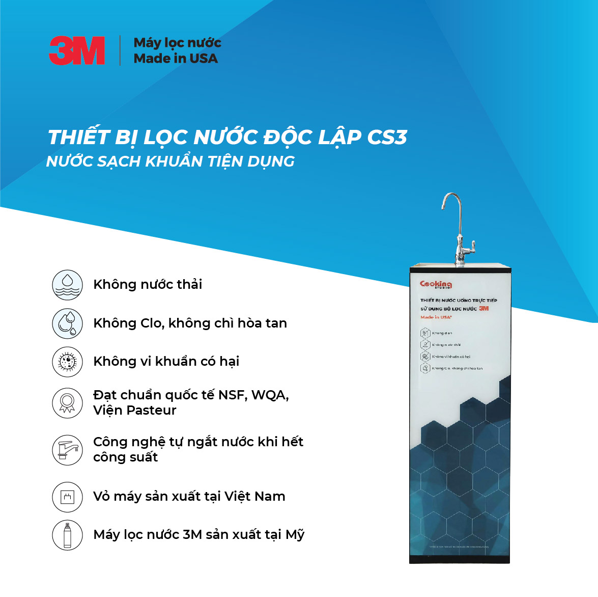 Cây Lọc Nước Uống Độc Lập 3M CS3-1V (Sử Dụng 3M BREW120-MS) - Hàng Chính Hãng
