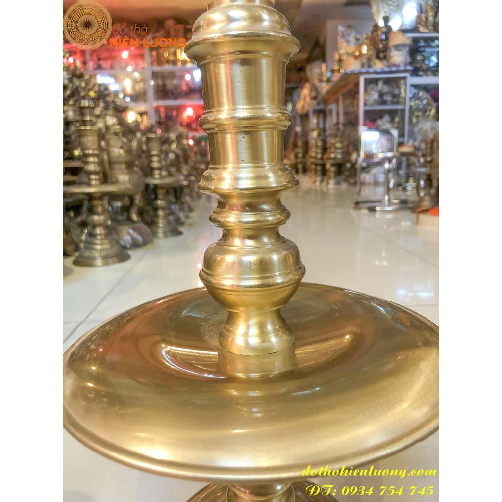 Đôi Chân Nến Gia Tiên Vàng Mộc Cao 35cm