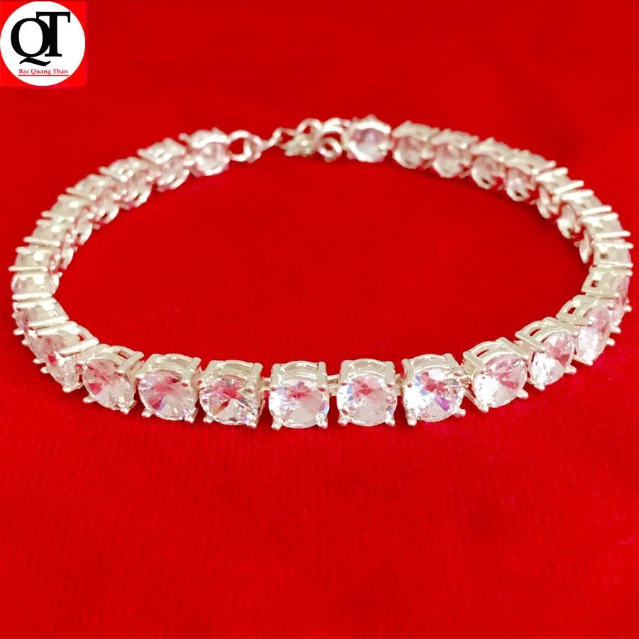 Lắc tay nữ thời trang chất liệu bạc S925 đính full đá Zircon cao cấp trang sức Bạc Quang Thản - QTVTNU25