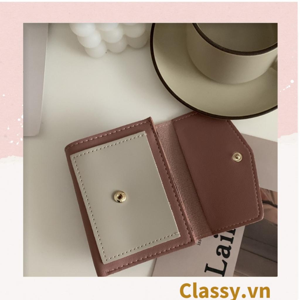 Ví nữ Classy mini cầm tay cao cấp, màu trơn, có nút bấm T1161