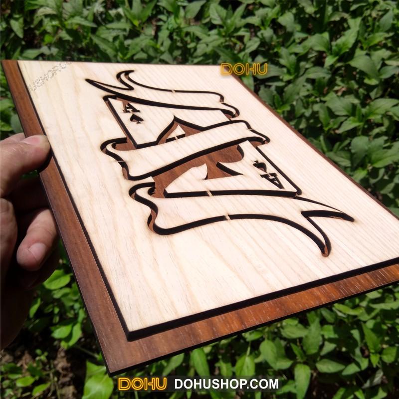 Tranh Treo Tường Bằng Gỗ Handmade DOHU008: Lá Bài Át Cơ - Thiết Kế Đơn Giản, Độc Đáo, Sang Trọng