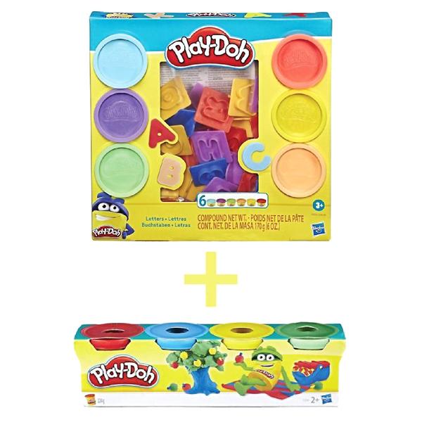 Bộ Khuôn Tạo Hình Chữ Cái + Bột Nặn 4 Màu Mini - Playdoh CBE8532/E8530-23241