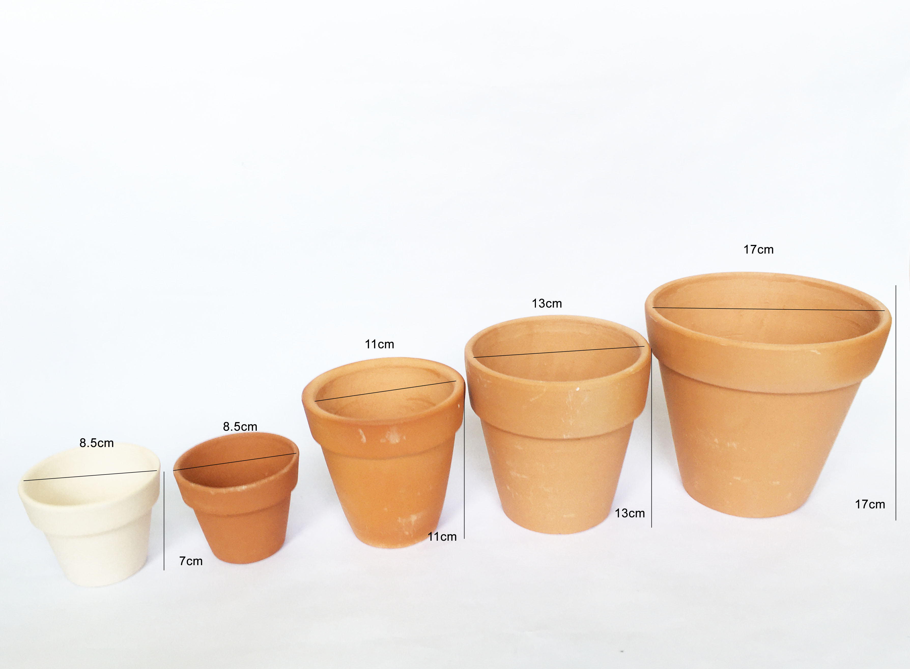 Combo 4 Chậu đất nung vintage gồm 4 size 8.5-17cm, chậu trồng cây cảnh sen đá - xương rồng