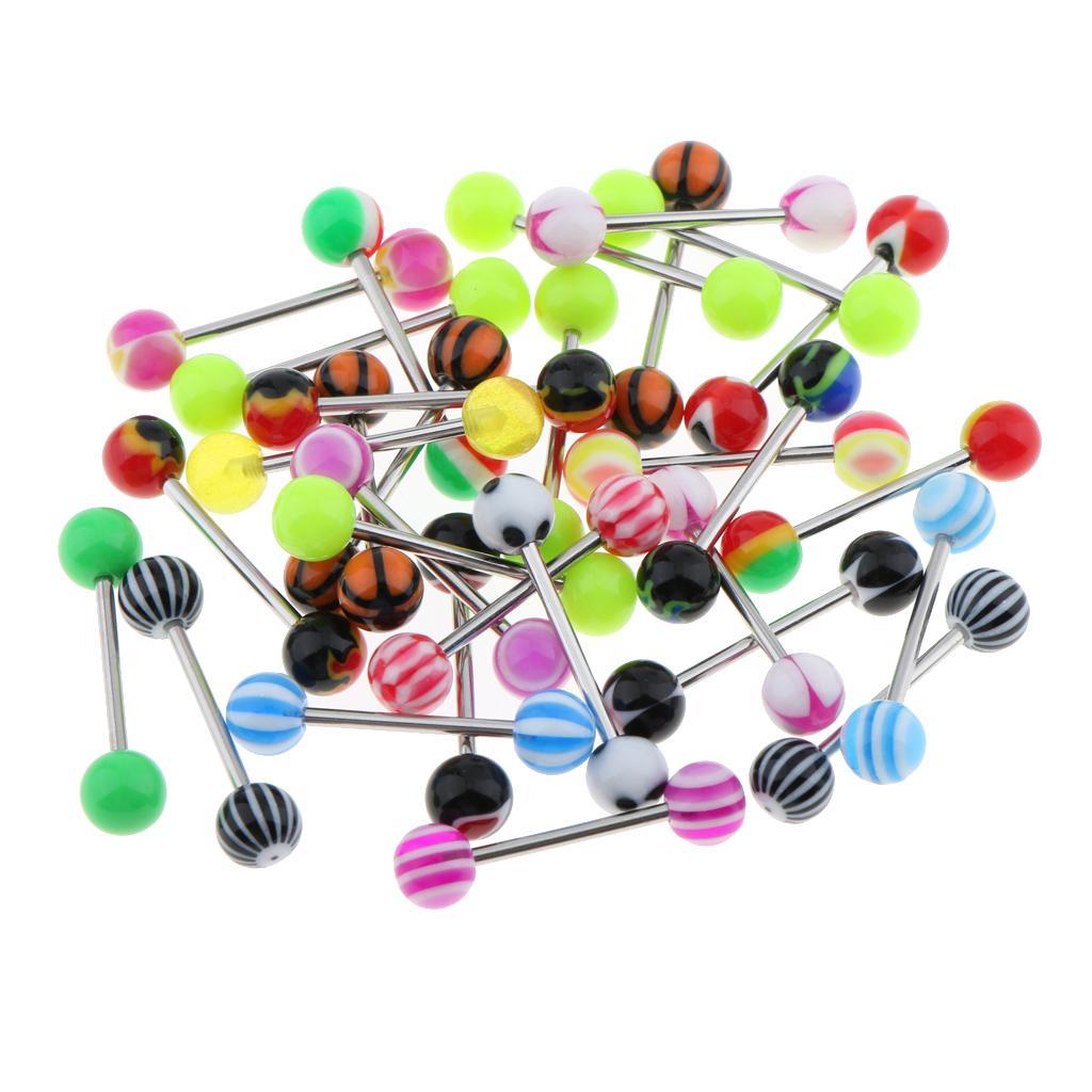 30pcs 14G Stainless Steel Acrylic Ball Barbell Bar Stud Piercing