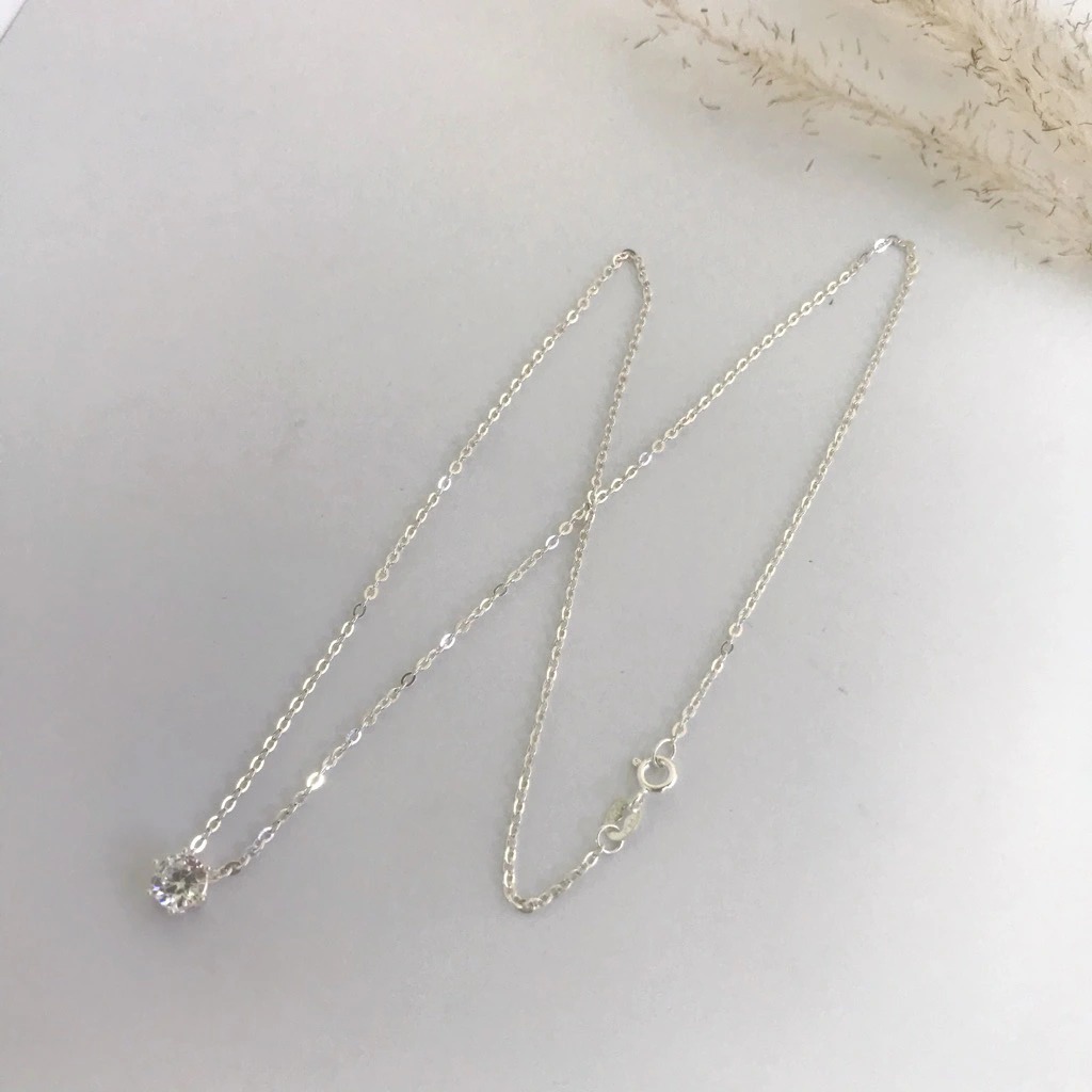 Dây Chuyền Nữ Bạc Hình Tròn Đính Đá Tinh Tế BẠC HIỂU MINH DMD468