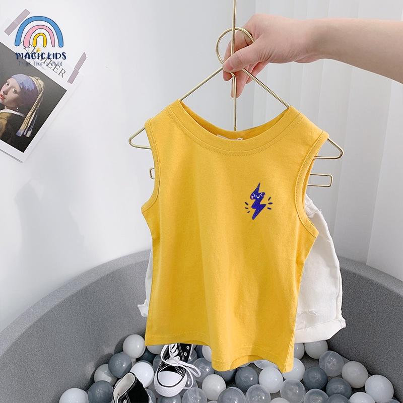 Áo thun ba lỗ sát nách bé trai 1 2 3 4 5 6 7 tuổi chất cotton mềm mịn thoáng mát, Quần áo bé trai 2022