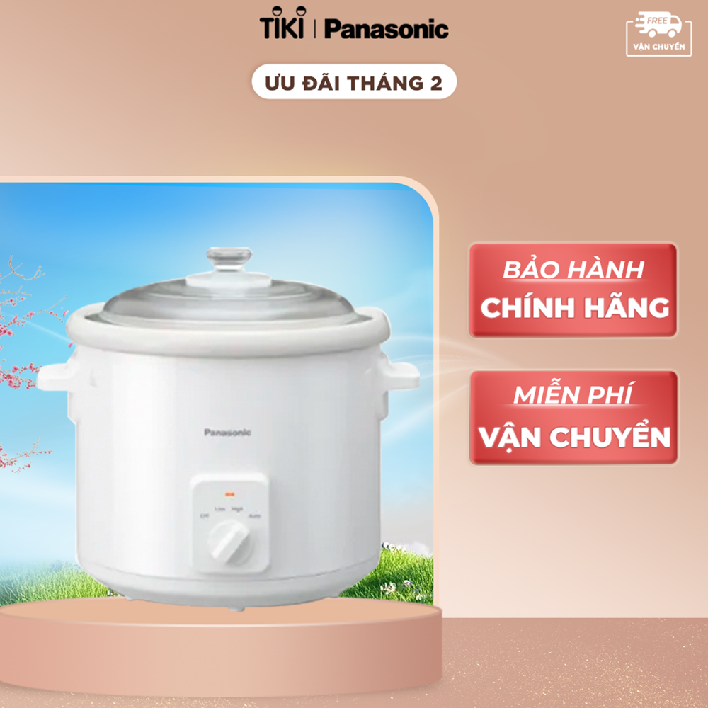 Nồi Nấu Chậm Ninh Hầm Đa Năng Panasonic NF-N51AWRA - Dung tích 5L - Lòng nồi gốm sứ cao cấp - Hàng chính hãng