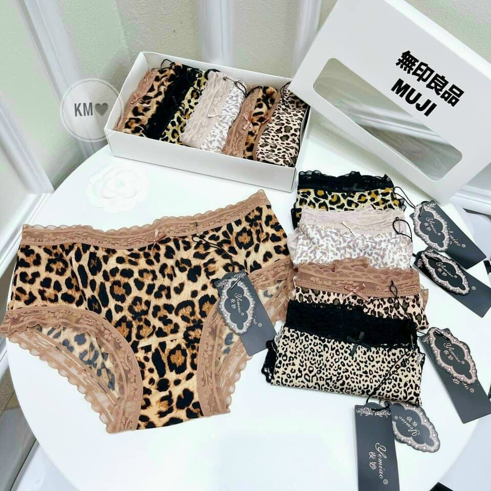 Combo3 Quần lót nữ thun lạnh mềm mịn,kháng khuẩn,nâng mông ôm sát cơ thể,co giãn 4 chiều,viền ren da beo