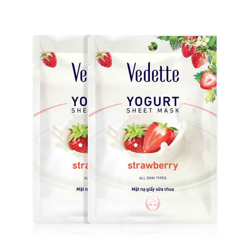 Mặt nạ giấy sữa chua dâu Vedette Yoghurt Mask Sheet Strawberry 22ml