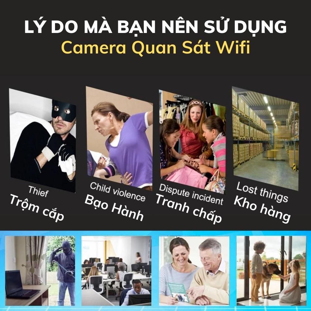 Camera quan sát Wifi V99 Pro quay phim Full HD 4K xem từ xa qua điện thoại