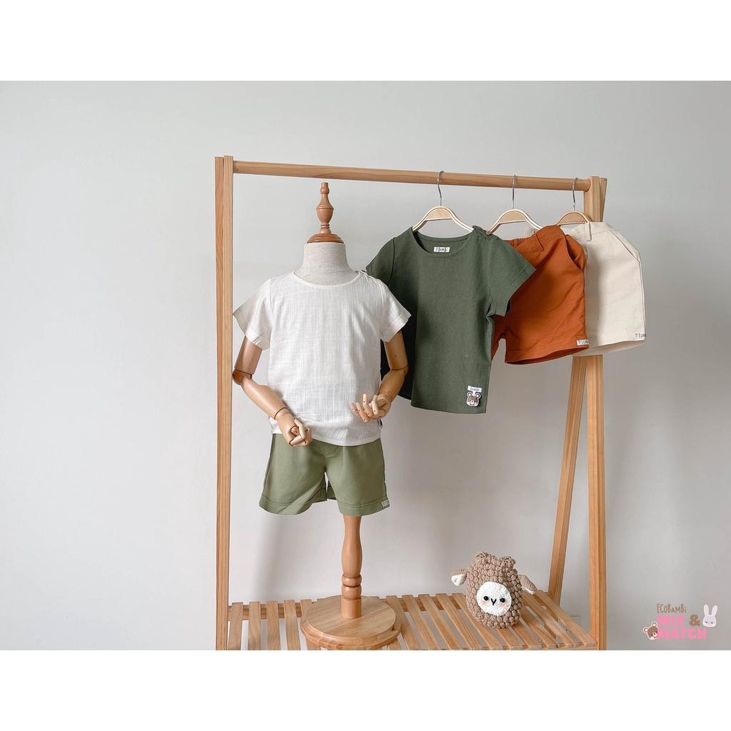 Combo kết hợp quần short linen Unisex cho bé ECOBAMBI