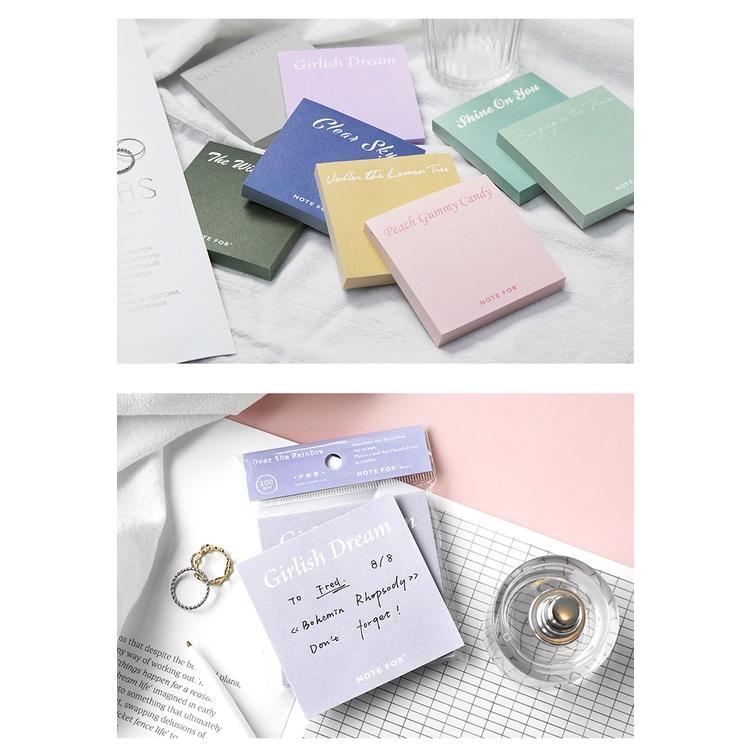 Giấy Note - Set 100 Tờ Memo Pad Trơn NOTE FOR Phong Cách Tối Giản