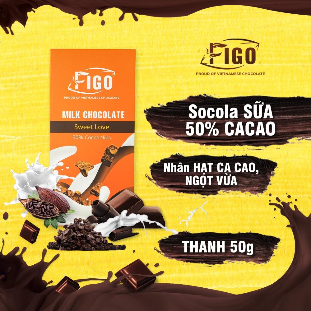 Combo Quà tặng+ có cột nơ ruy băng túi quà 5 hộp Chocolate mix vị tự chọn 50gram Figo
