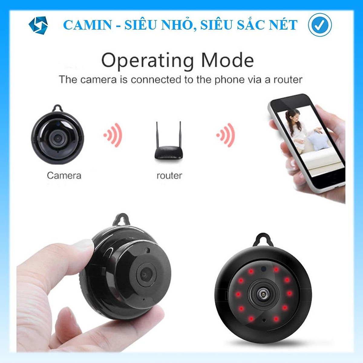 Camera ip wifi mini V380 Pro Treo tường, đàm thoại 2 chiều ,Đèn hồng ngoại quay ban đêm, kết nối wifi với điện thoại thông minh