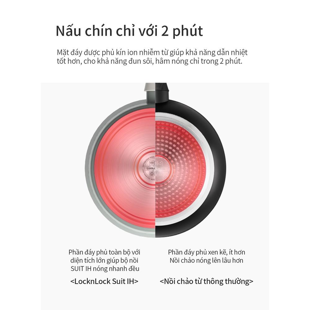 Nồi chảo nhôm chống dính Suit IH Lock&Lock - Hàng chính hãng, dùng được bếp từ - Hapos