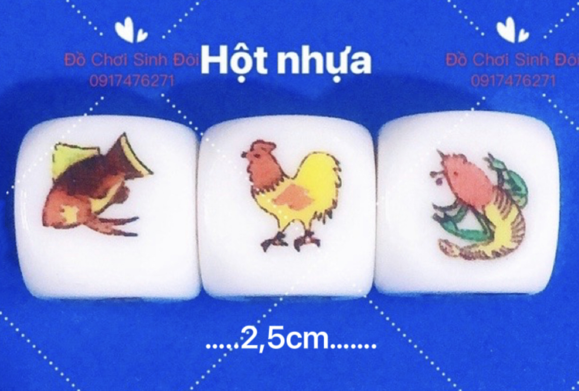 Combo 5 bộ bầu cua họpt nhựa cao cấp lớn 2,5cm - cờ giải trí