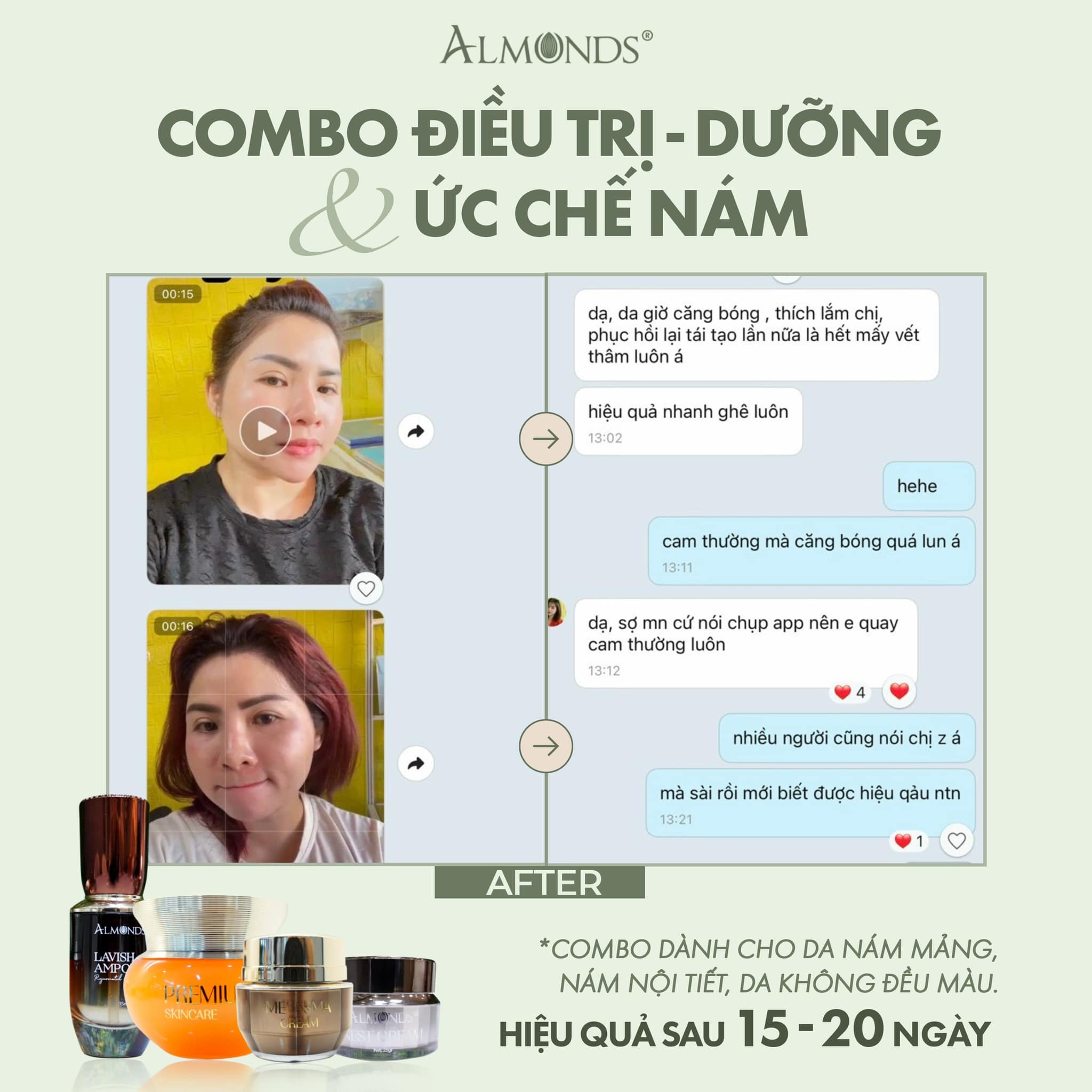 Kem Tái Tạo đánh bay Nám Almonds Melasma Cream 20g