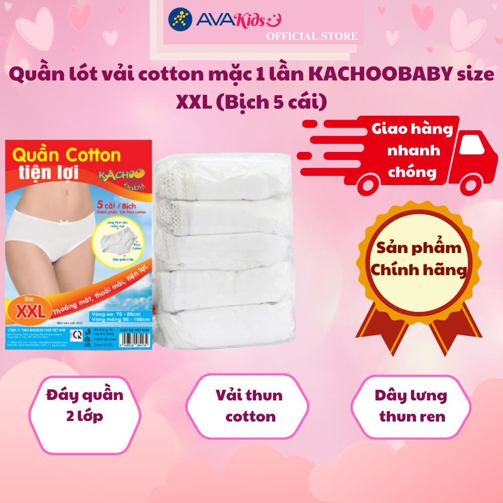 Quần lót vải cotton mặc 1 lần KACHOOBABY size XXL (Bịch 5 cái)