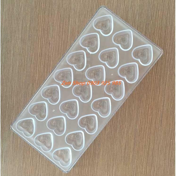 KHUÔN NHƯA CỨNG LÀM SÔ CÔ LA - 21 TRÁI TIM