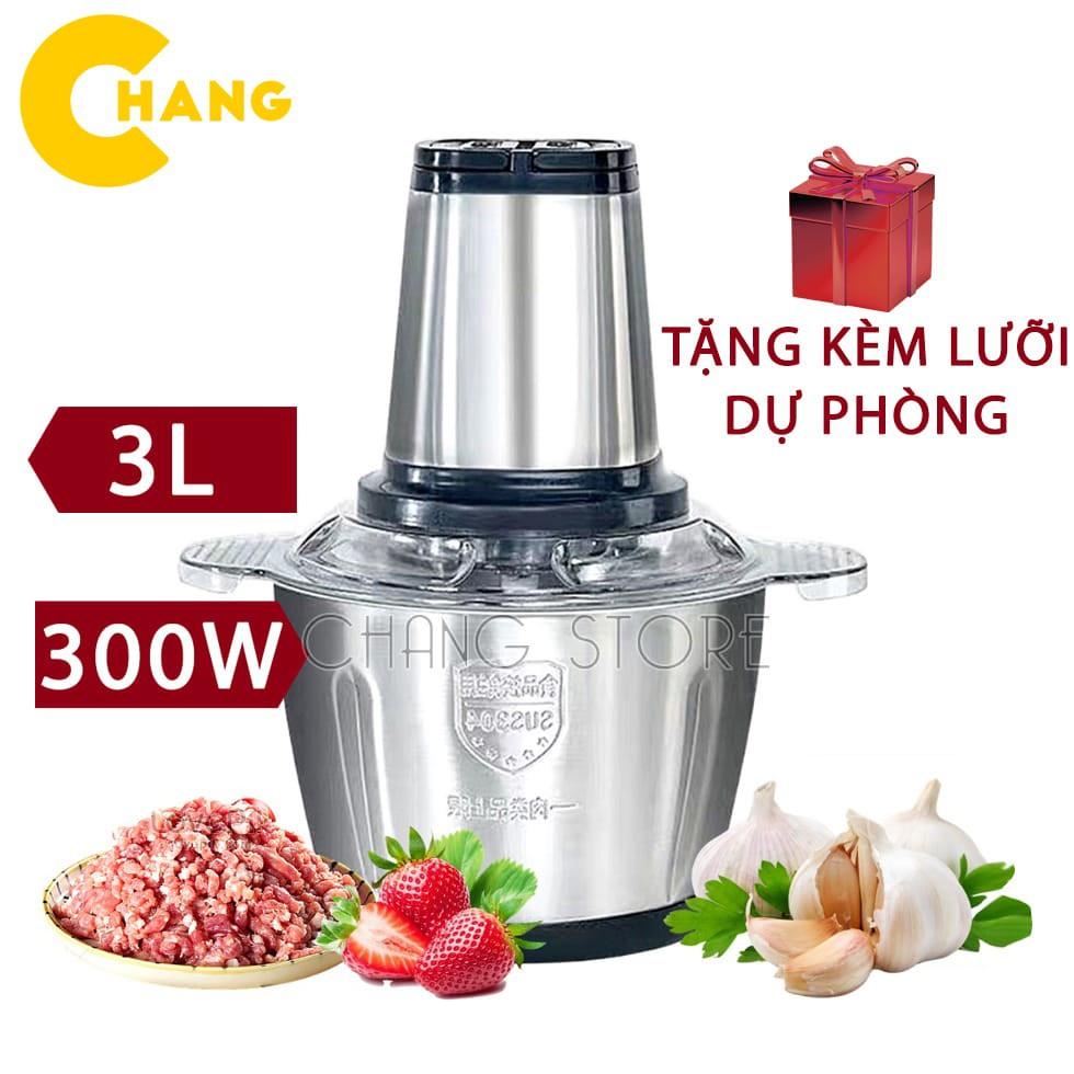 Máy Xay Thịt Đa Năng Cối INOX 304, 2L Công Suất 300W 4 Lưỡi Kép - Cối Xay Thực Phẩm, Rau Củ Siêu Tiện Lợi