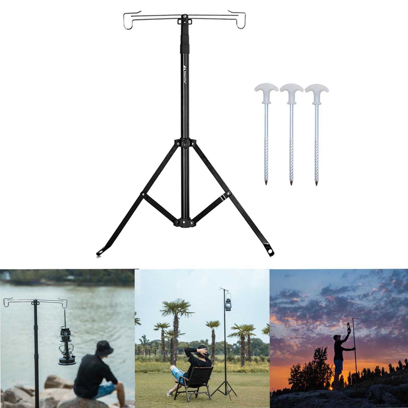 Aluminum Alloy Camping Pole Hanger Picnic Black