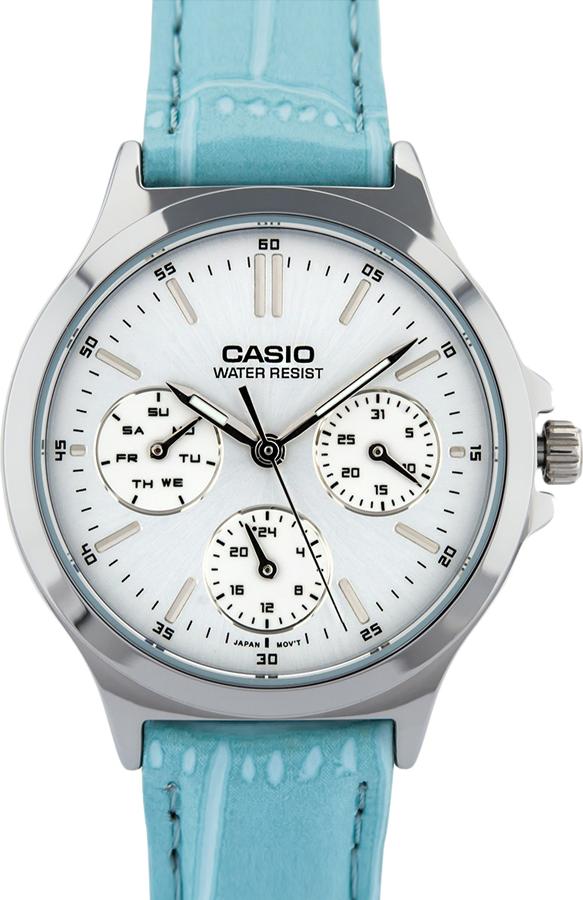 Đồng Hồ Nữ Dây Da Casio LTP-V300L-2AUDF (33mm) - Trắng Xanh