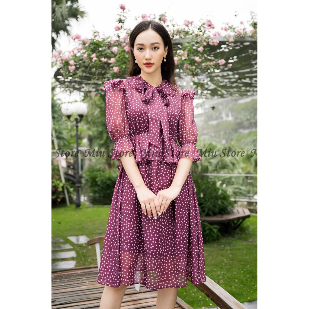 Đầm tay lỡ chấm bi dáng A xòe Miu Store D00131