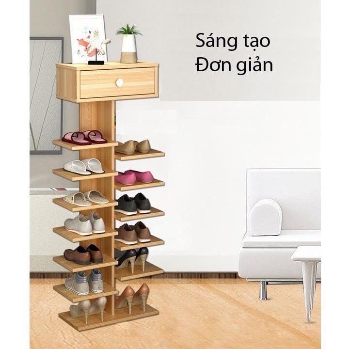 Kệ giày gỗ 7 tầng 14 ngăn, kệ giày cây