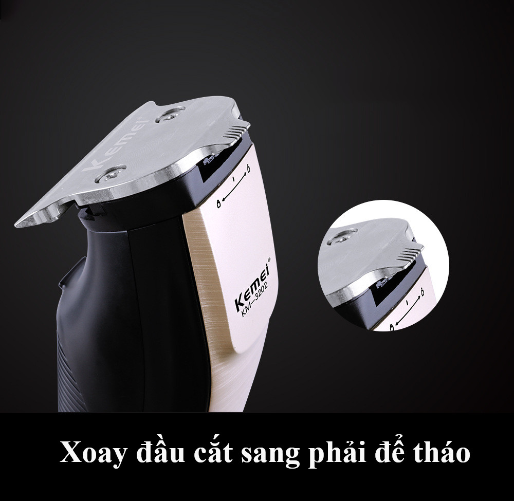 Tông đơ chấn viền Kemei KM-3202 chuyên nghiệp 2in1 thiết kế 2 đầu thay thế tiện lợi có thể dùng khắc tóc, tattoo tóc, tạo nét, fade tóc, sử dụng 2 đầu sạc tiện lợi Tặng kèm 2 kẹp cá sấu chia tóc màu ngẫu nhiên