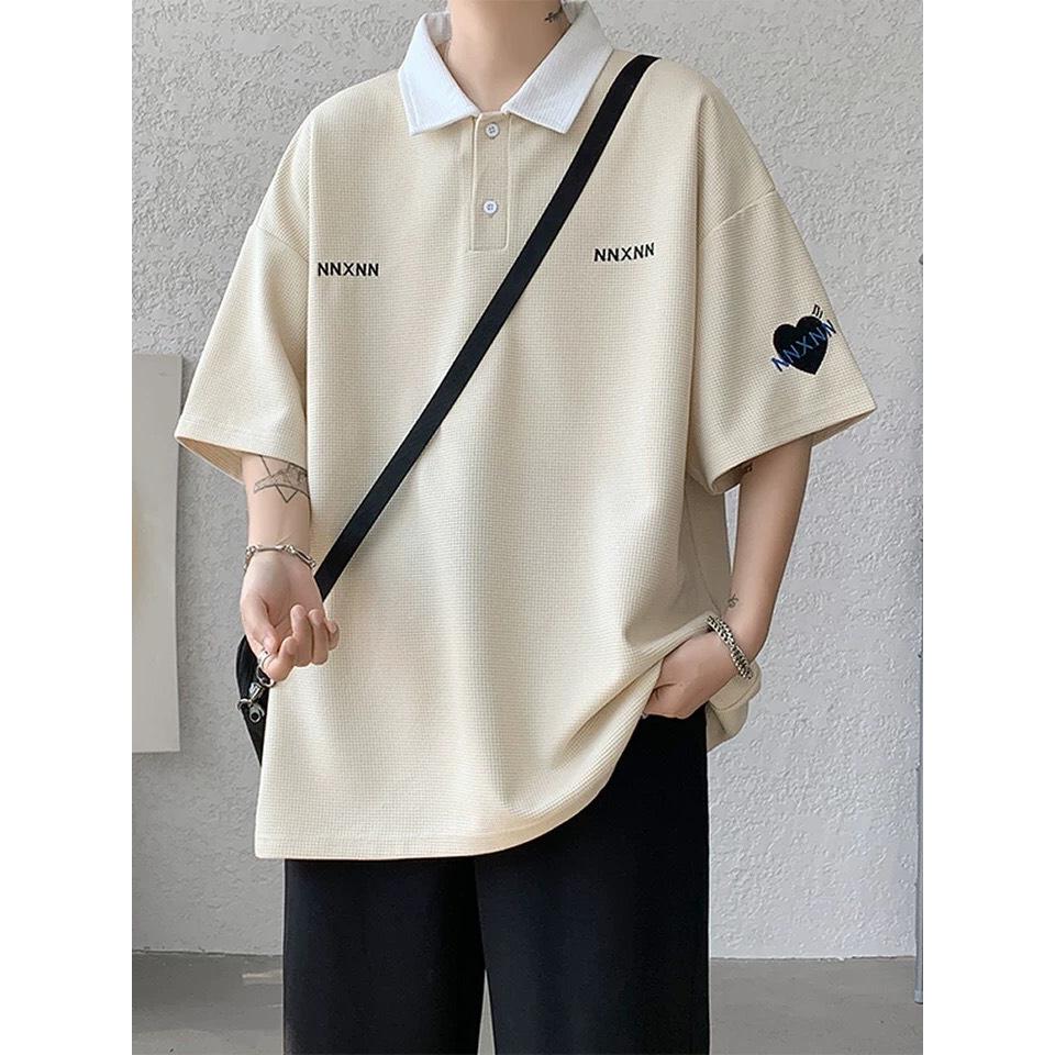 Áo polo trụ from rộng tay lỡ unisex hình thêu , chất vải cá sấu dày dặn , không nhăn , vải rất mượt tay xịn xò