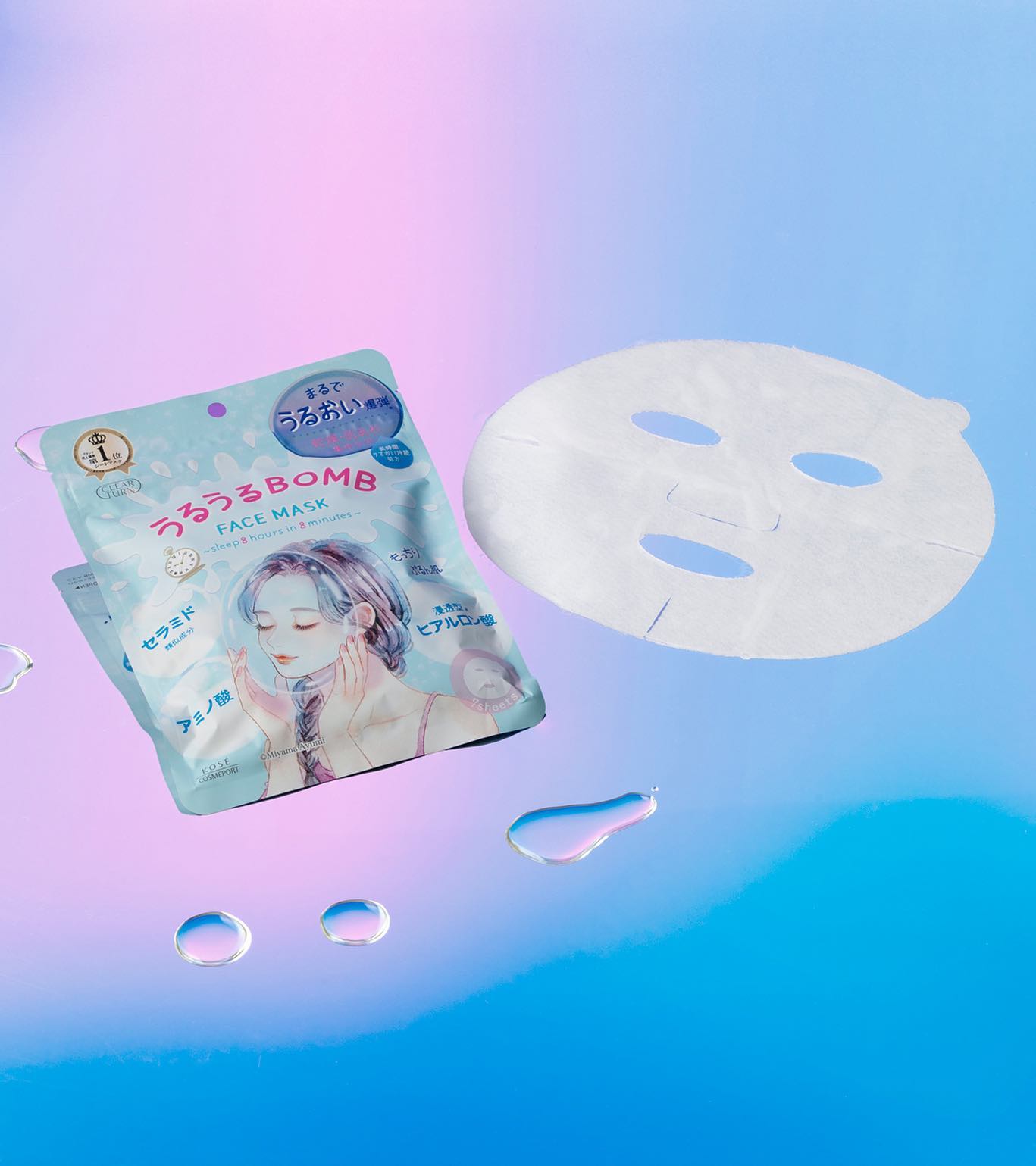 Mặt Nạ Cấp Ẩm Chuyên Sâu Và Dưỡng Mịn Da Kose Clear Turn Gomenne Bare Face Mask (7 Tấm)