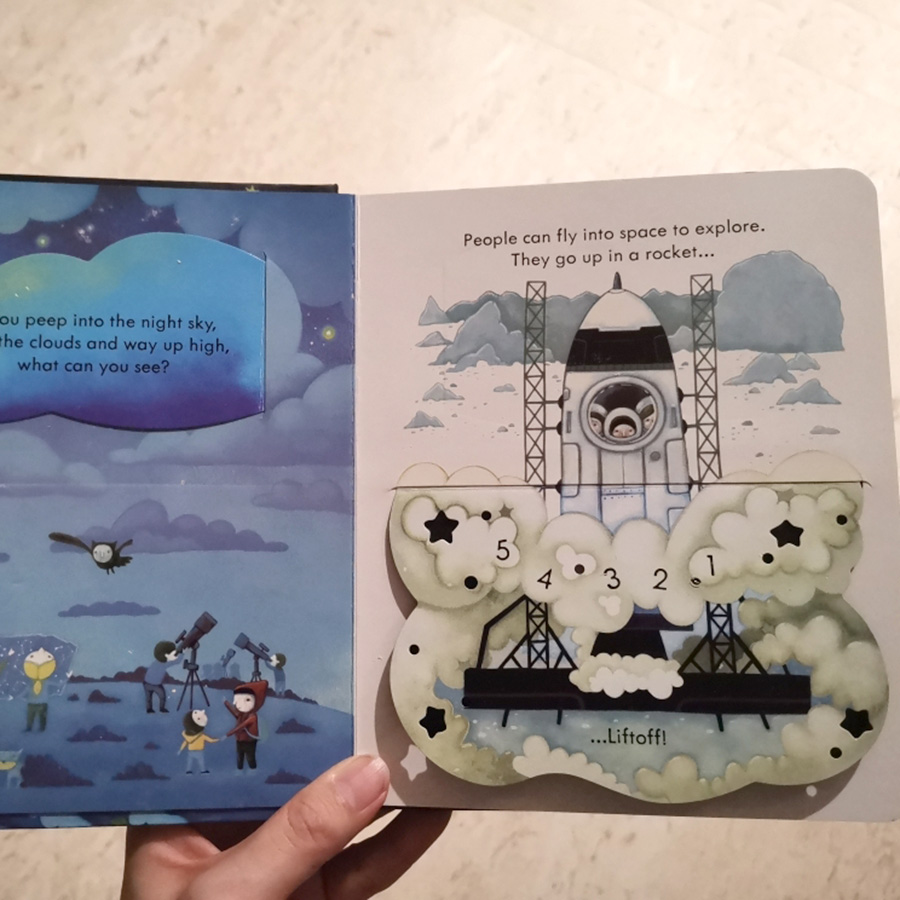 Sách tương tác tiếng Anh - Usborne Peep Inside Space