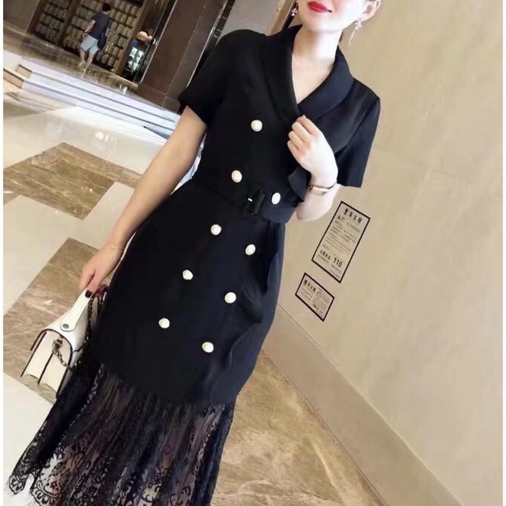 Đầm cati vest phối nút siêu sang xuất xịn