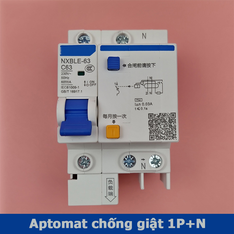 Aptomat chống giật rò điện CHINT ELCB cầu dao CB NXBLE 32-63 1P+N