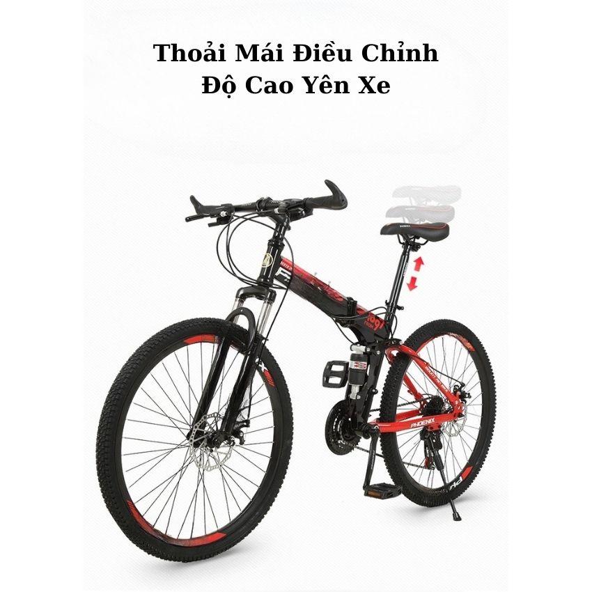 Xe Đạp Thể Thao Gấp Gọn Phoenix 26inch, Xe Đạp Gấp Khung Carbon 21 Tốc Độ Bỏ Cốp Tiện Lợi