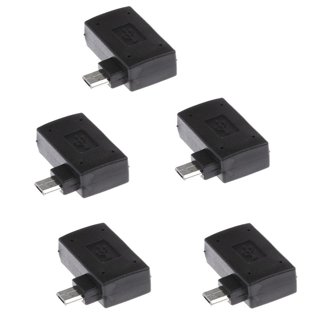 5 Pieces 90 degree Right Angle Micro USB 2.0 OTG Host Adapter Connector with USB
