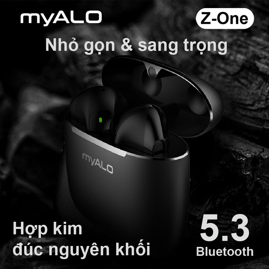 Tai nghe không dây myALO Z-One: tai nghe Bluetooth 5.3 | Chống nước và mồ hôi IPX4 | Pin 30 giờ | Thiết kế công thái học | Điều khiển cảm ứng thông minh | Hộp sạc chế tác từ Hợp kim đúc nguyên khối | Hàng chính hãng