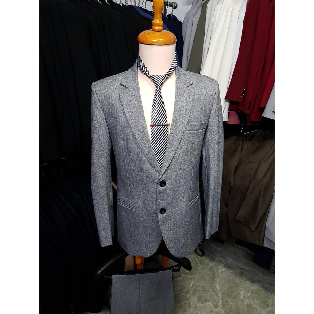 Bộ vest nam kiểu 2 nút chất vải bố cao cấp cực dày mịn