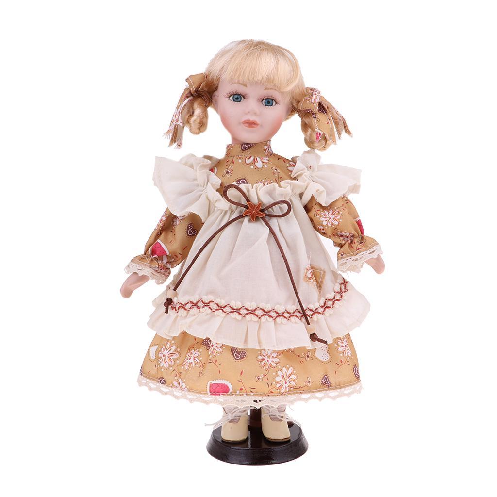 30cm Cute Porcelain Doll Girl Figures with Stand Adult Collection
