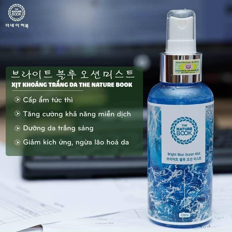 Xịt Khoáng Dưỡng Ẩm Làm Trắng Da The Nature Book The Nature Book Bright Blue Ocean Mist - 120ml