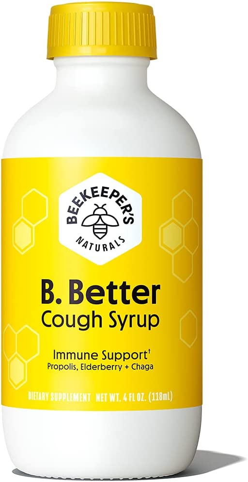 SI-RÔ HO KEO ONG - NẤM CHAGA KHÁNG KHUẨN-TĂNG ĐỀ KHÁNG BEEKEEPER'S NATURALS B. Better Daytime Cough Syrup, 118ml (4oz)