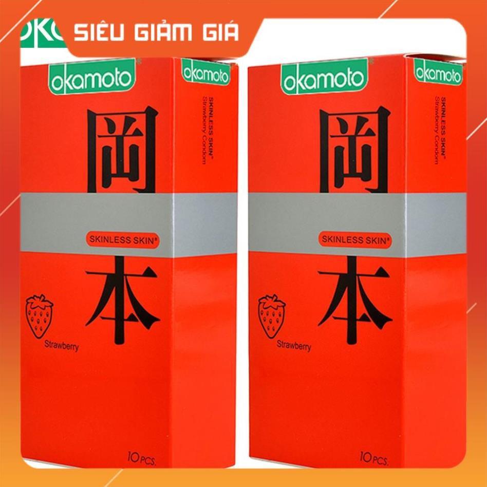 Combo 2 hộp Okamoto Hương Dâu Hộp 10 Cái