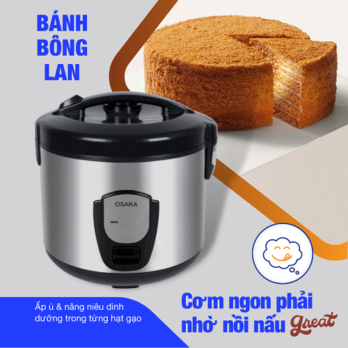 Nồi Cơm Điện 3D Cao Cấp Osaka RC-318P Dung tích 1.8 Lít - Hàng Chính Hãng