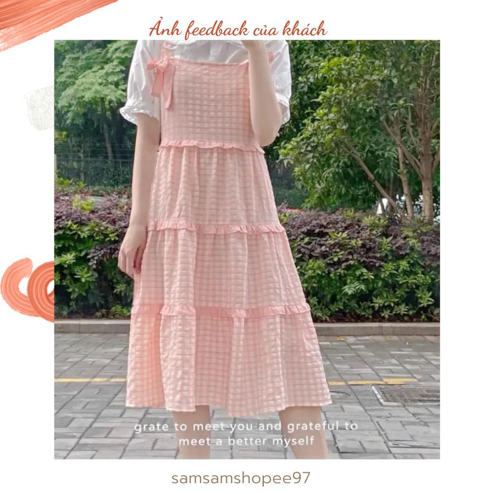 Set áo và váy hai dây phong cách Hàn Quốc siêu xinh
