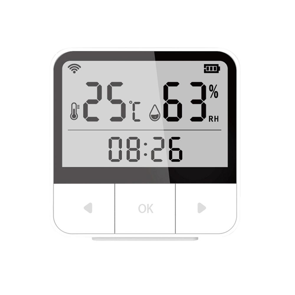 Tuya WiFi Intelligent Temperature Humidity Sensors Time Date Week Display Intelligent Home Office Bedroom Kitchen Living Room Hotel Temperature Humidity Sensors Large Display Intelligent Linkage Compatible with Alexa