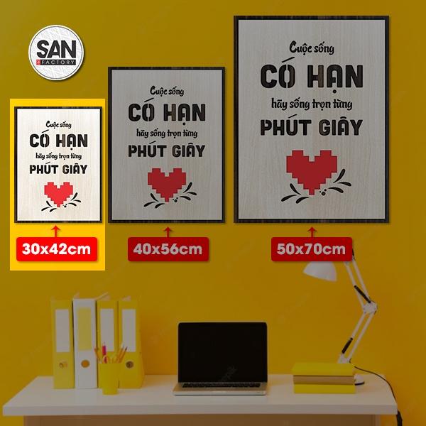 Tranh gỗ khắc chữ laser treo tường SAN004 trang trí văn phòng ý nghĩa