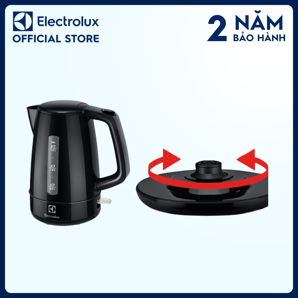 [Quà Tặng] Bình đun nước siêu tốc  Electrolux  1,5L EEK1303K - Dễ dàng vệ sinh, an toàn khi sử dụng - Bảo hành 2 năm toàn quốc [Hàng chính hãng]