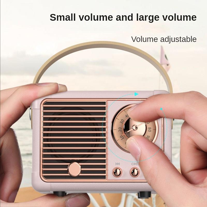 Loa Bluetooth Retro Đĩa U Thẻ TF FM Sáng Tạo Hộp Âm Thanh Mini Di Động USB Mini Ngoài Trời Color: Pink