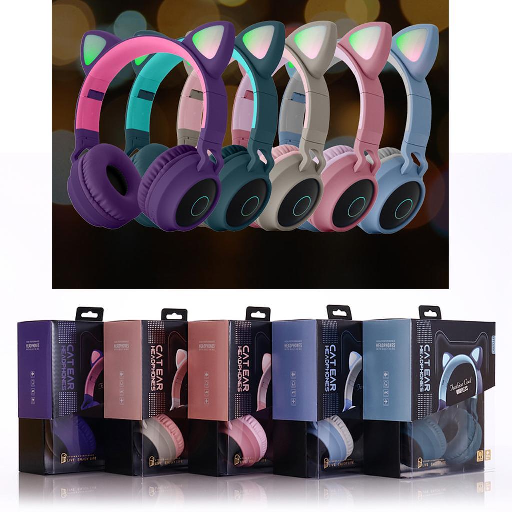 Wireless Bluetooth Headset Over the Ear Headphone Microphone Pink